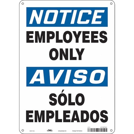 Safety Sign, 14 in Height, 10 in Width, Aluminum, Vertical Rectangle, English, Spanish, 472F63