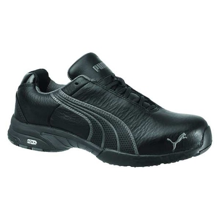 Women's Athletic Shoe, Steel Toe, Leather Upper, Rubber Outsole, Lace Up, Black/Gray, 7 C