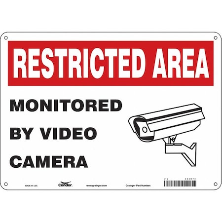 Security Sign, 10 in H, 14 in W, Aluminum, Horizontal Rectangle, English, 453N72