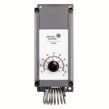Line Voltage Mechanical Thermostat, Heat or Cool, 30 to 110F, Knob, 24 to 277V AC, 1C, 1H