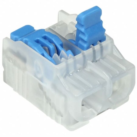 Lever Wire Connector, 12 AWG Max, 2 Port, Blue, Polycarbonate Insulation, 600 V, 20 A, 150 PK