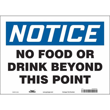 Notice, No Food or Drink Beyond This Point, 14 in W x 10 in H, Horizontal Rectangle, Vinyl, 468K65
