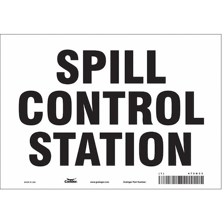 Spill Control Station, 10 in W x 7 in H, Vertical Rectangle, Vinyl, 470N33