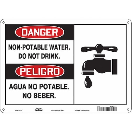 Danger/Peligro, Non-Potable Water. Do Not Drink./Agua No Potable. No Beber., 14 in x 10 in, 470J24