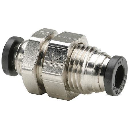 Push-to-Connect Bulkhead Union, Brass, Silver