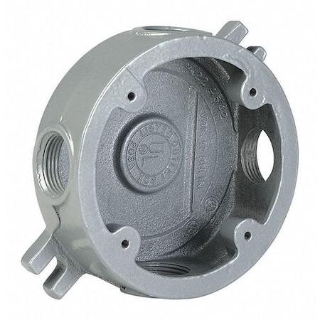 Electrical Box, 17 cu in, Outlet Box Type, 1 Gang, Iron, Round Shape