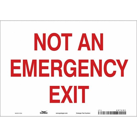 Exit Sign, Vinyl, 10" W, 7" H, Not An Emergency Exit, White