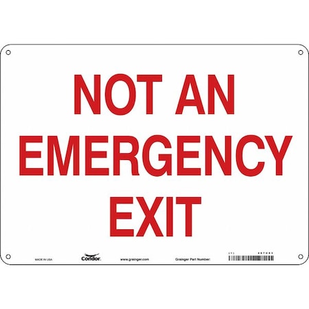 Exit Sign, Vinyl, 14" W, 10" H, Not An Emergency Exit, White