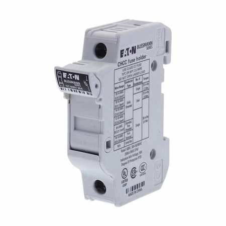 Fuse Holder, CC UL Class, 600V AC/DC Volt Rating, 1 Poles, Clamp/Spade Lug