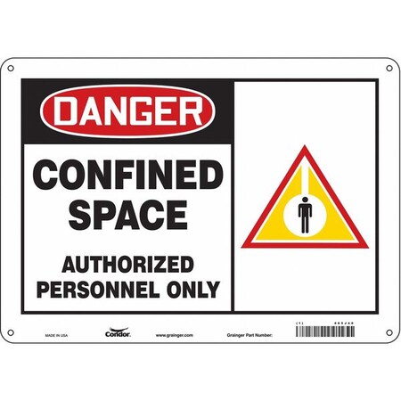 Safety Sign, 10 in Height, 14 in Width, Aluminum, Horizontal Rectangle, English, 465J40