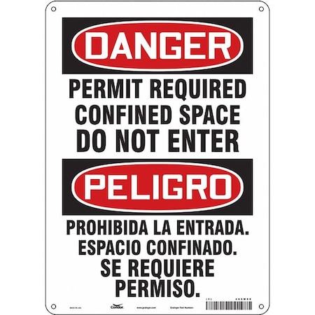 Safety Sign, 14 in Height, 10 in Width, Polyethylene, Vertical Rectangle, English, Spanish, 465M95