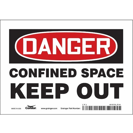 Safety Sign, 5 in Height, 7 in Width, Vinyl, Horizontal Rectangle, English, 465L54