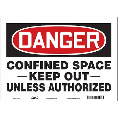 Safety Sign, 10 in Height, 14 in Width, Vinyl, Horizontal Rectangle, English, 465L64