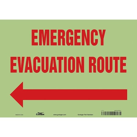 Safety Sign, 10 in H, 14 in W, Glow Vinyl, Horizontal Rectangle, English, 465P93