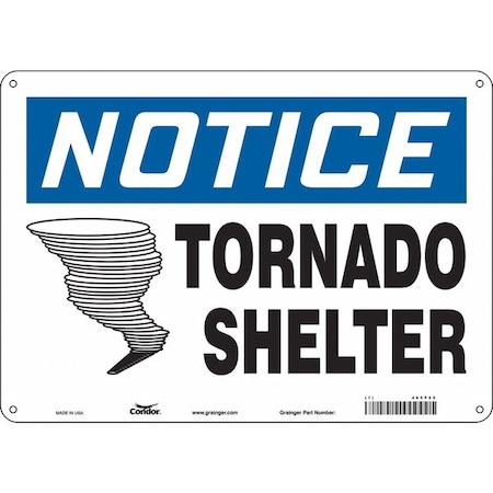 Notice Tornado Shelter, 14 in W x 10 in H, Horizontal Rectangle, Polyethylene, 465T55
