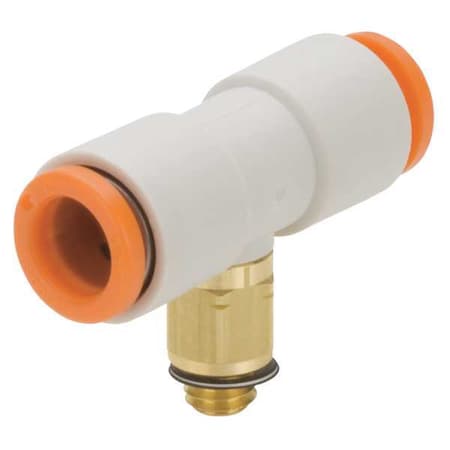 Push-Fit Tee Fitting, Push-to-Connect x Push-to-Connect x Metric, 6mm Tube OD, 5 mm Pipe Size
