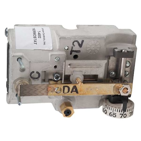 Pneumatic Thermostat, Dual Temperature, Heating and Cooling, 2 Pipe, Horizontal, 5/32 in Barb