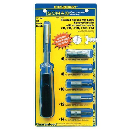One Way Screw Remover,No.6 to 14,6 pcs.
