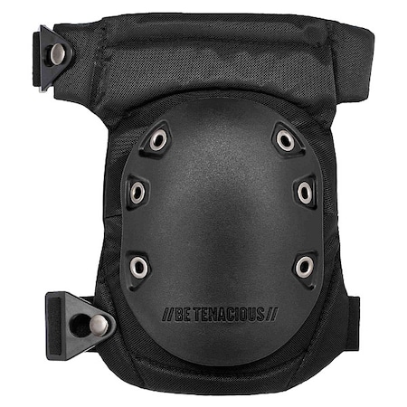 Knee Pad, Hard Shell, Gel, Foam Pad, Rubber Cap, Buckle Closure, 2 Straps, Black, Universal