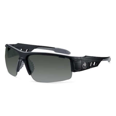 DAGR-AFAS, Safety Glasses, Anti-Scratch & Fog-Off+, Smoke Lens, Matte Black Frame Frame, Half-Frame