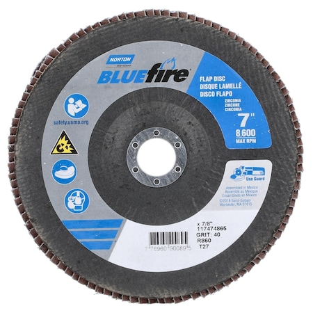 Flap Disc,Zirconia Alumina,7" dia