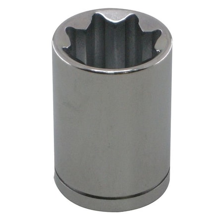 WESTWARD 1/2 in Drive, 13/16" 8 pt SAE Socket, 8 Points, Flex Steel,Chrome,13/16