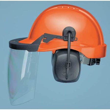Hard Hat, ProGuard(TM), Polypropylene, 6 Point Ratchet, Type 1, Class E, Orange (Cap)/Black (Muff)