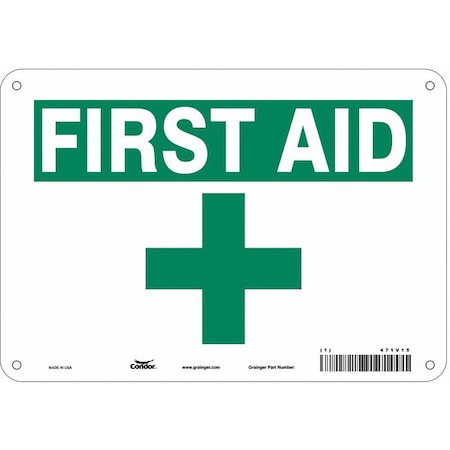 First Aid, 10 in W x 7 in H, Vertical Rectangle, Polyethylene, 471V15