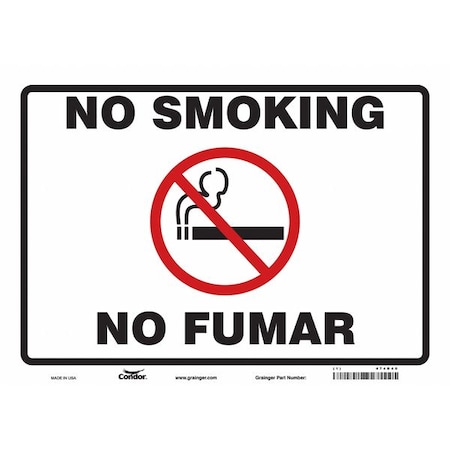 Safety Sign, 10" H, 14 in W, Vinyl, Horizontal Rectangle, English, Spanish, 474D40