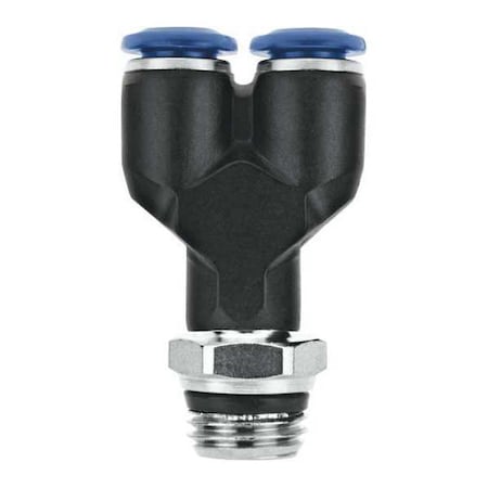 Push-Fit Wye Fitting, Push-to-Connect x Push-to-Connect, 1/4 in Tube OD, 5/32 in Pipe Size