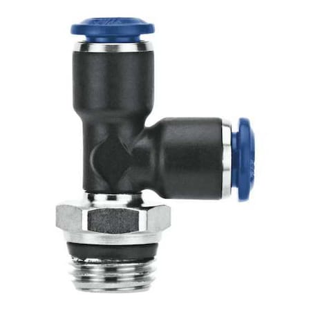 Push-Fit Tee Fitting, Push-to-Connect x Push-to-Connect x Universal, 6mm Tube OD, 1/8 in Pipe Size