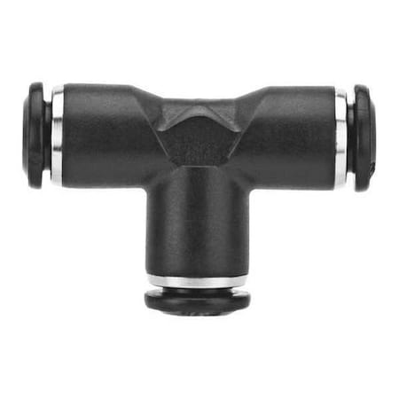 Push-Fit Tee Fitting, Push-to-Connect x Push-to-Connect x Universal, 10mm Tube OD, 1/2 in Pipe Size