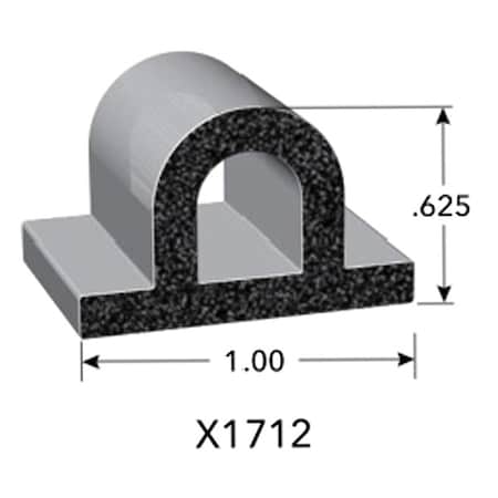 Seal, EPDM Rubber, Black, 25 ft L