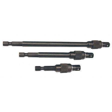 1/4" Drive Locking Extension Set, SAE, 3 pcs, Black Oxide