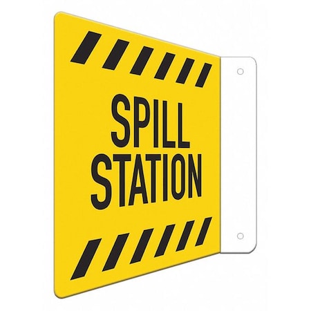 Spill Station, 8 in W x 8 in H, L-Shape Projection, Aluminum, LCFL-0033-RA_8x8