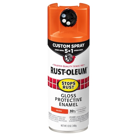 Rust Preventative Spray Paint, Orange, Gloss, Solvent, 12 Oz