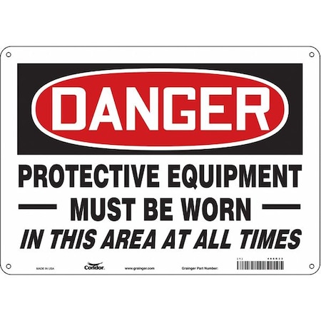 Safety Sign, 10 in Height, 14 in Width, Aluminum, Horizontal Rectangle, English, 466R33