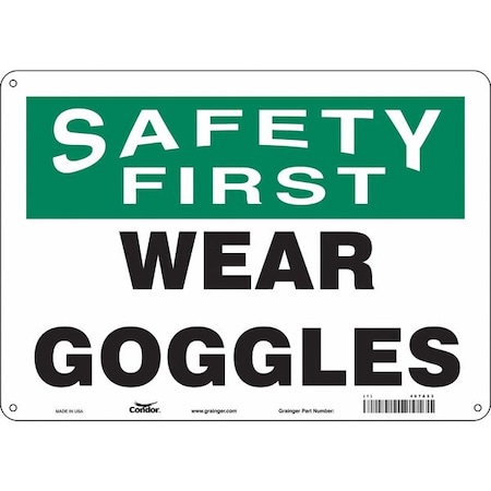 Safety Sign, 10 in Height, 14 in Width, Polyethylene, Horizontal Rectangle, English, 467A53