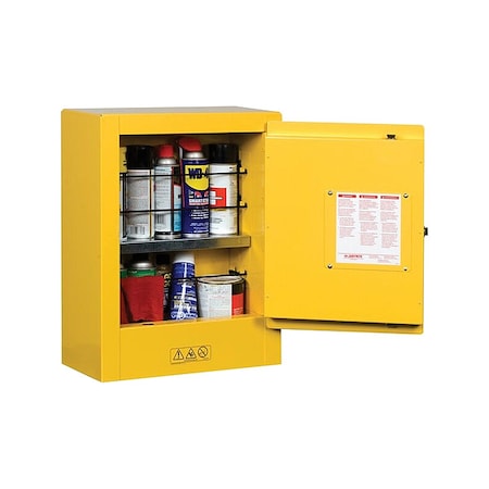 Hazardous Material Storage Cabinet, 1 gal, 1 Shelves, Steel, 17 in W x 22 in H x 8 in D, Yellow
