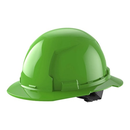 BOLT Green Full Brim Hard Hat w/4pt Ratcheting Suspension - Type 1, Class E