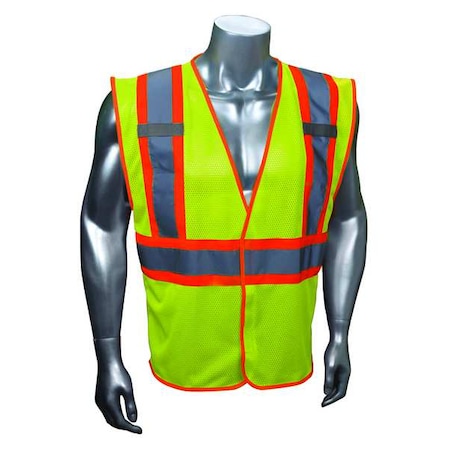 High-Visibility Vest, Type R, ANSI Class 2, U-Block, Mesh Polyester, Hook and Loop, Lime, L/XL