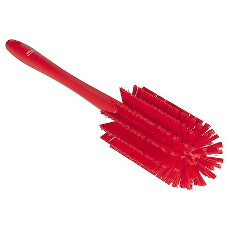 Bottle Brush, Medium, 10 1/4 in L Handle, 6 1/2 in L Brush, Red, Polypropylene, 16 7/8 in L Overall