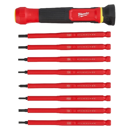 Multi-Bit Screwdriver,6 3/4 in L,8 pcs