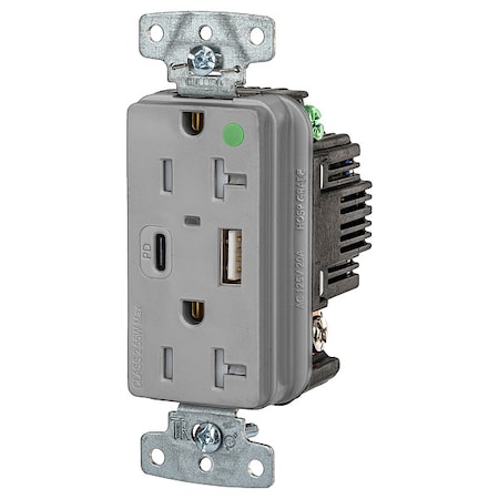 USB Receptacle,Gray,1 hp