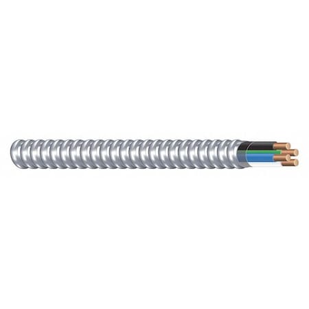 Metal Clad Building Cable, MC, 12 AWG, 3C with Ground C, Silver, Aluminum, Solid, 600V AC, 250 ft