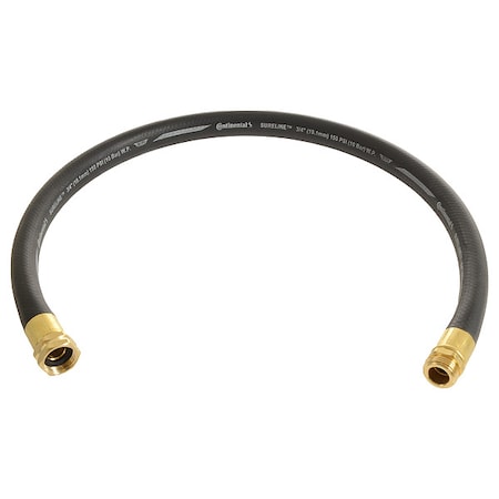 1 in ID x 12 ft L Garden Leader Hose, EPDM Tube, Black, Brass x Brass Fitting