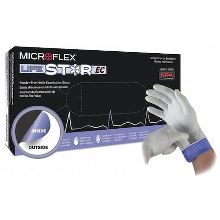 LSE-104, Disposable Gloves, 5.5 mil Palm, Nitrile, Powder-Free, S (7), 100 PK, Blue/White
