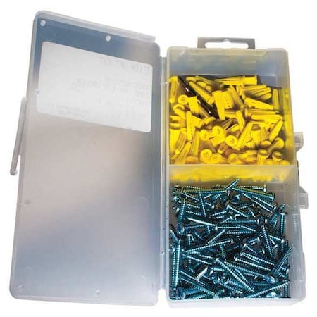 Plastic Screw Anchor Kit, 7/8" L, Nylon