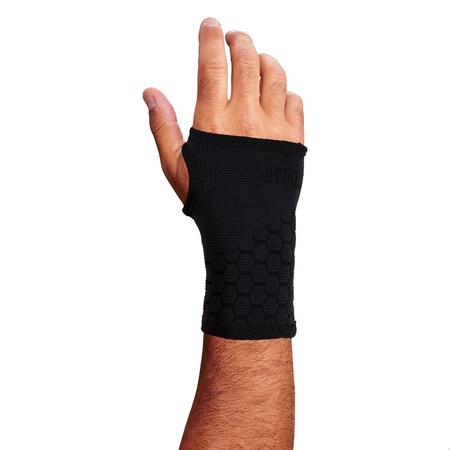 Wrist Support Sleeve, Nylon, Spandex, Elastane, Black, Size L