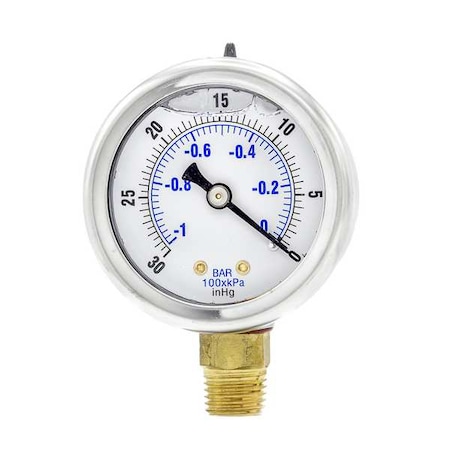 Vacuum Gauge,1/4 in. NPT,2 in.